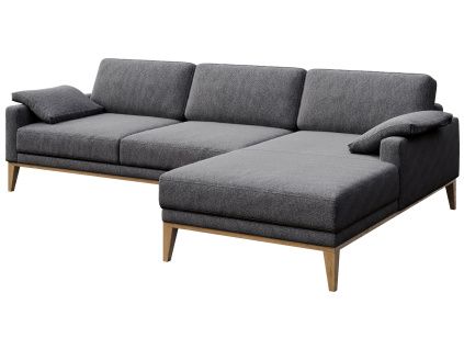 Tmavě šedá látková pohová pohovka MESONICA Musso I, pravá 248 cm