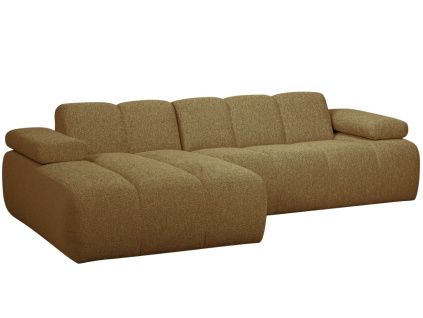 Žlutá bouclé rohová pohovka Mojo 284 cm, levá