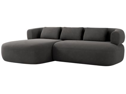 Tmavě šedá sametová rohová pohovka Windsor & Co Aldrin 225 cm, levá