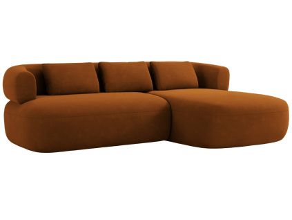 Terakotově oranžová sametová rohová pohovka Windsor & Co Aldrin 225 cm, pravá