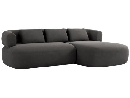 Tmavě šedá sametová rohová pohovka Windsor & Co Aldrin 225 cm, pravá