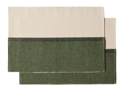 Zeleno-béžový bavlněný set dvou prostírání Kave Home Tari 35 x 30 cm
