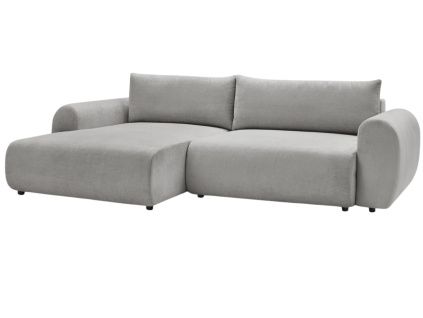 Světle šedá čalouněná rohová rozkládací pohovka Lucien 314 cm, levá
