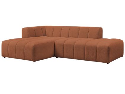 Terakotově oranžová bouclé rohová pohovka Annecy 262 cm, levá