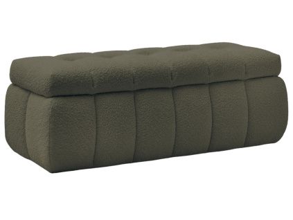 Zelená bouclé lavice Mont-Blanc 144 cm s úložným prostorem