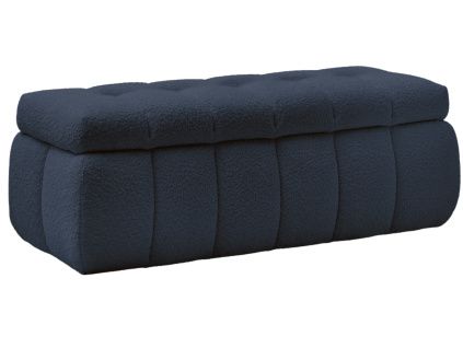 Tmavě modrá bouclé lavice Mont-Blanc 144 cm s úložným prostorem