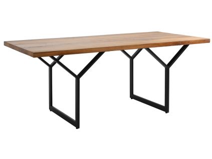Přírodní masivní jídelní stůl Porto 180x90 cm s černou podnoží