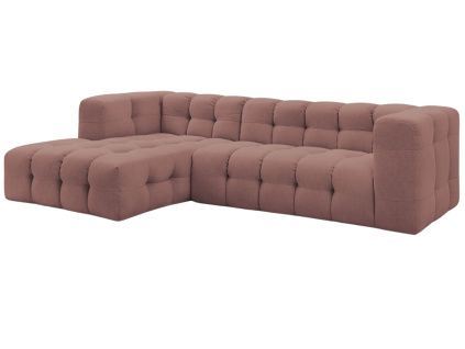 Růžová čalouněná rohová pohovka Cloud 288 cm, levá