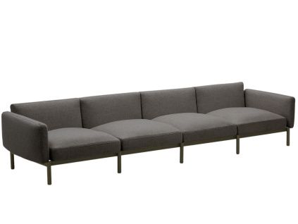 Zahradní pohovka Kave Home Sorells 370 cm se zelenou podnoží
