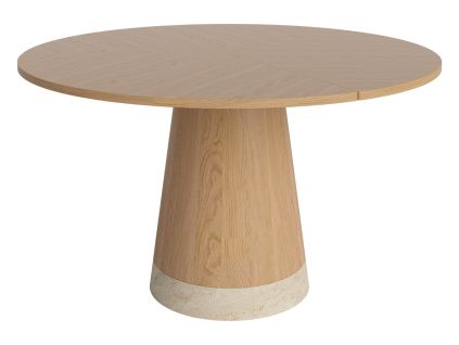 Dubový jídelní stůl Piro 125 cm s travertinovou podnoží