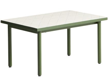Bílo-zelený zahradní odkládací stolek kave home Maurina 50 x 80 cm