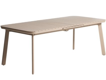 Béžový kovový zahradní rozkládací stůl kave home Izola 220/280 x 100 cm