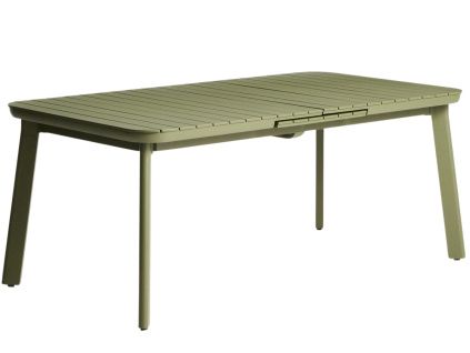 Zelený kovový zahradní rozkládací stůl kave home Izola 185/235 x 100 cm