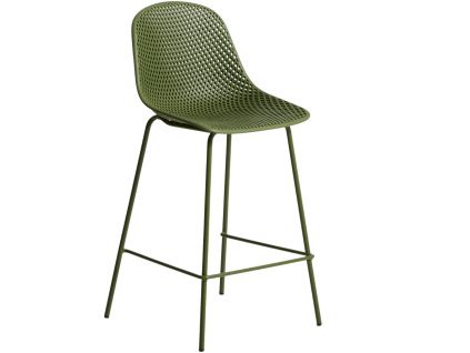 Zelená plastová barová židle kave home Quinby 65 cm