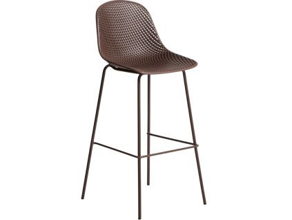 Hnědá plastová barová židle kave home Quinby 75 cm