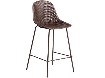 Hnědá plastová barová židle kave home Quinby 65 cm