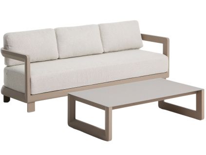 Béžový zahradní set pohovky a stolku Kave Home Nerano