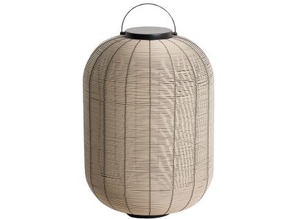 Béžová zahradní LED lampa z umělého ratanu Kave Home Saranella 55 cm