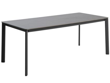 Šedý zahradní stůl s keramickou deskou kave home Anafi 180 x 90 cm