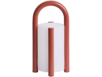 Červená přenosná zahardní lampa kave home Leros 28 cm