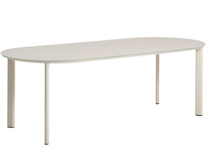 Krémový zahradní jídelní stůl kave home Erice 230 x 100 cm se skleněnou deskou
