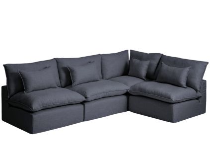 Tmavě šedá rohová pohovka Kave Home Anarela 327 cm s odnímatelným potahem