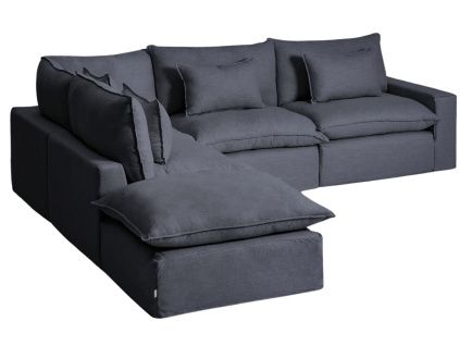 Tmavě šedá rohová pohovka Kave Home Anarela 347 cm s odnímatelným potahem, levá