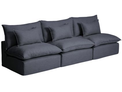 Tmavě šedá pohovka Kave Home Anarela 330 cm s odnímatelným potahem