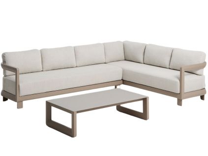 Béžový zahradní set rohové pohovky a stolku Kave Home Nerano
