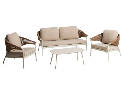 Béžový zahradní set pohovky, křesel a stolku Kave Home Zuara