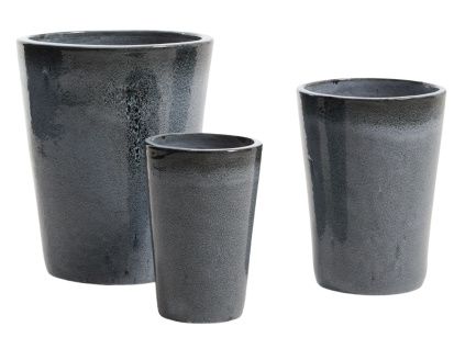 Set tří modrých zahradních květináčů Kave Home Rotja ⌀ 26/35/47 cm