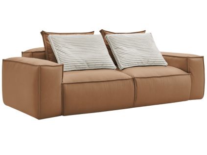 Světle hnědá koženková trojmístná pohovka Boheme 260 cm
