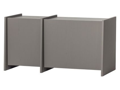 Šedý dřevěný TV stolek Brock 102 x 44 cm