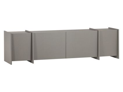 Šedý dřevěný TV stolek Brock 200 x 44 cm