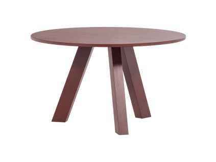 Červený dubový kulatý jídelní stůl Rhonda ø 129 cm