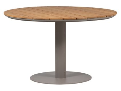 Dřevěný zahradní stůl Vela ø 122 cm s béžovou kovovou podnoží