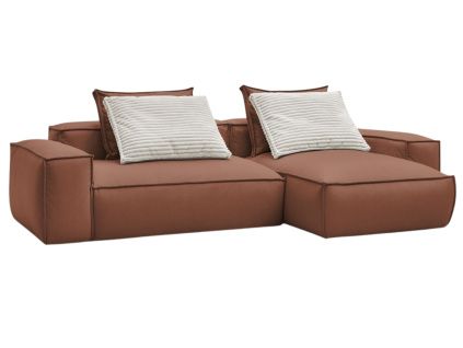 Tmavě hnědá koženková rohová pohovka Boheme 302 cm, levá/pravá