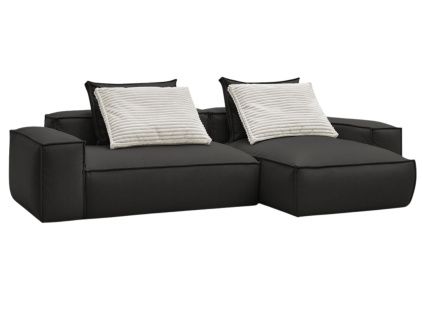 Černá koženková rohová pohovka Boheme 302 cm, levá/pravá