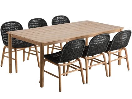 Zahradní set stolu Kave Home Sori a šesti židlí Kave Home Alipa
