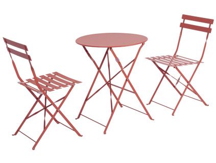 Terakotový skládací zahradní set stolu a dvou židlí Austin