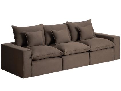 Hnědá pohovka Kave Home Anarela 310 cm s odnímatelným potahem