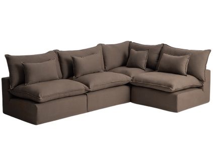 Hnědá rohová pohovka Kave Home Anarela 327 cm s odnímatelným potahem