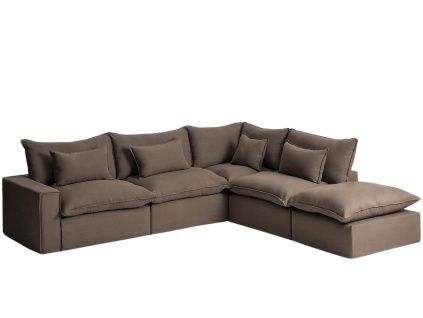 Hnědá rohová pohovka Kave Home Anarela 347 cm s odnímatelným potahem,  pravá