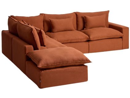 Terakotová rohová pohovka Kave Home Anarela 347 cm s odnímatelným potahem, levá