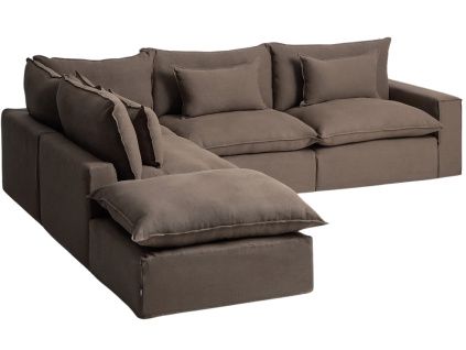 Hnědá rohová pohovka Kave Home Anarela 347 cm s odnímatelným potahem, levá