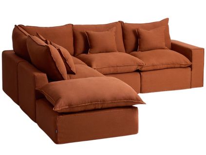 Terakotová rohová pohovka KAVE HOME Anarela 307 cm s odnímatelným potahem, levá