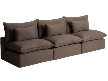 Hnědá pohovka Kave Home Anarela 330 cm s odnímatelným potahem