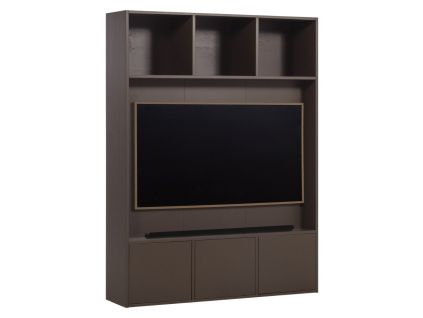 Hnědá dřevěná TV stěna Meggy 215 x 160 cm