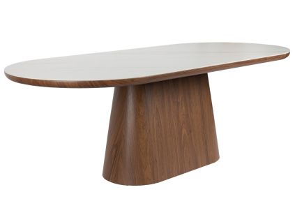 Ořechový jídelní stůl WLL ALMIRA 180 x 90 cm s mramorovým dekorem