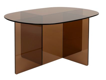 Hnědý skleněný koneferenční stolek LINEA 80 x 60 cm